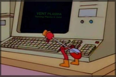A picture of from the Simpsons error depicting the risk of Human Error by a Drinking Bird pecking on a keyboard