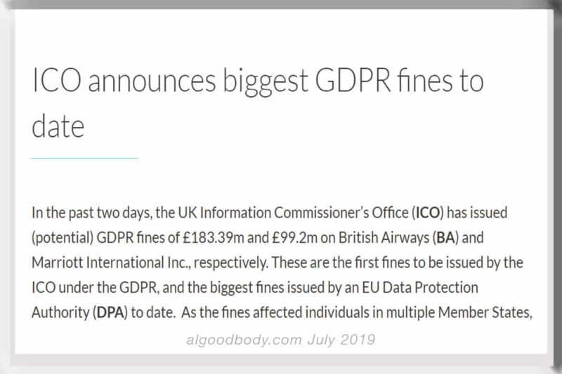 picture of ICO GDPR Fine announcement against British Airways and Marriott International