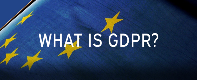 An image showing an EU flag entitled what is GDPR?