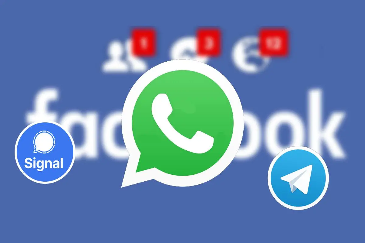 An image showing WhatsApp Facebook Telegram and Signal Messenger Icons used for an article on data-privacy.io by Paul Rogers about the upcoming Whatsapp data privacy policy changes 