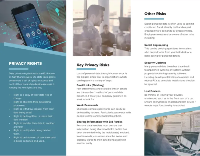 data pivacy security awareness tri-fold brochure handout template