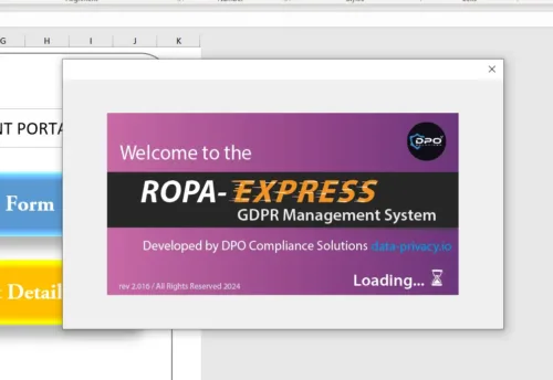 ROPA Express GDPR Management System Intro Screen