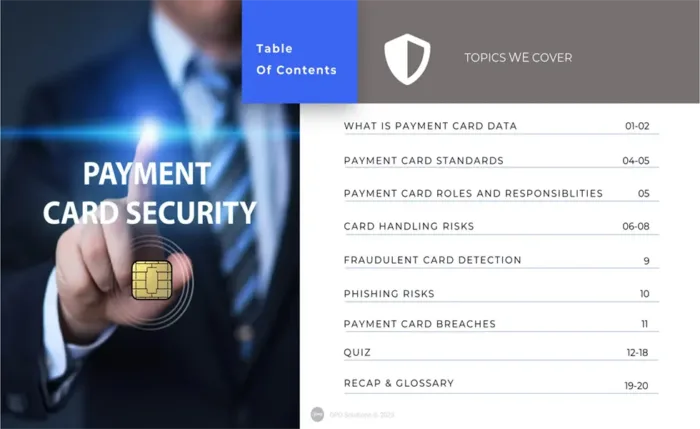 payment card training ppt index slide, payment card security awareness training ppt download, privacy office solutions, PCI-DSS awareness training ppt