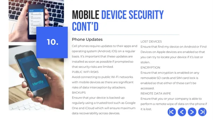 security awareness training for employees pptx 2024 ed - slide 10 mobile device security contd, DPO training solutions