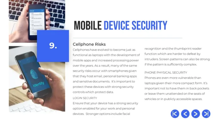 security awareness training for employees pptx 2024 ed - slide 9 mobile device security, DPO training solutions