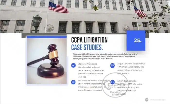 Data Privacy Primer Presentation CCPA Litigation Case History Slide 25 - DPO Training Solutions