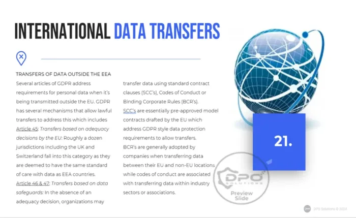 Data Privacy Primer Presentation International Data Transfers Slide 21 - DPO Training Solutions