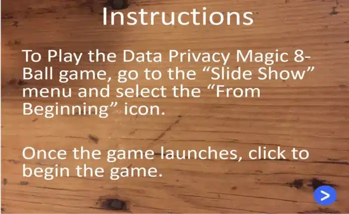 Magic 8 Ball Privacy Game Instructions