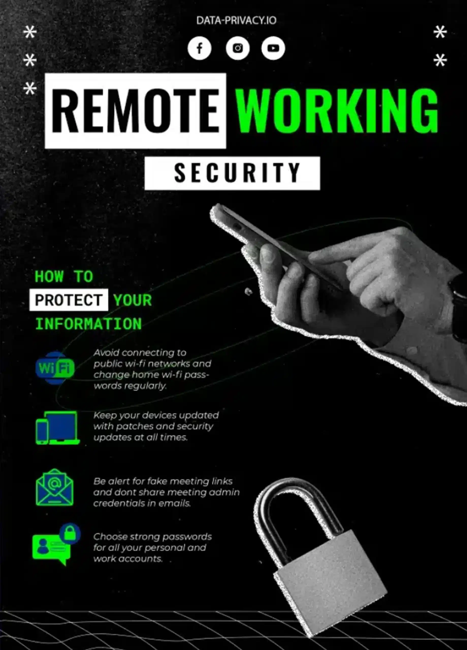 Free remote working security awareness tips poster