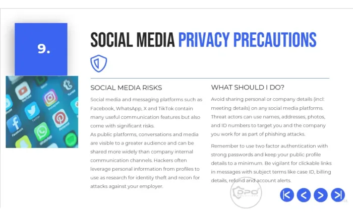 Social Media Privacy Precautions - Data Privacy Awareness 4-Part PowerPoint Course Preview - Module 1 Data Privacy Fundamentals slide-9