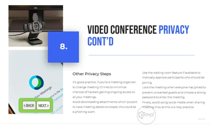 Video Conference Privacy Continued - Data Privacy Awareness 4-Part PowerPoint Course Preview - Module 2 Remote Worker Privacy Awareness slide-8