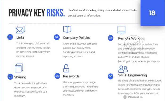 data privacy awareness short training presentation - privacy key risks - slide 18, DPO training solutions