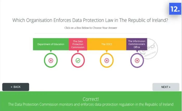 data privacy awareness short training presentation - quiz q1 - Which Organisation Enforces Data Protection Law in The Republic of Ireland, DPO training solutions