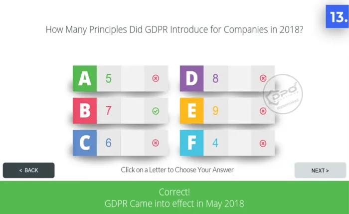 data privacy awareness short training presentation - quiz q2 - How Many Principles Did GDPR Introduce for Companies in 2018, DPO Training Solutions