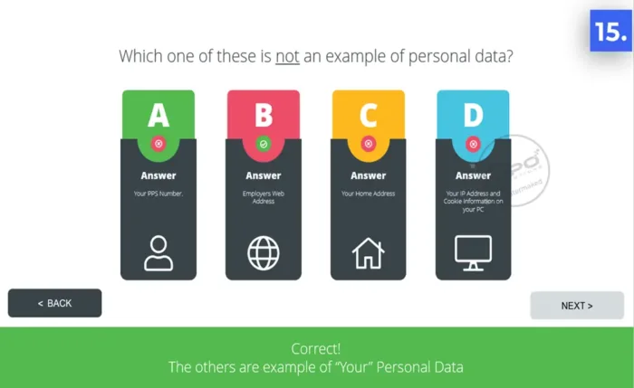 data privacy awareness short training presentation - quiz q4 - Which one of these is not an example of personal data, DPO training solutions
