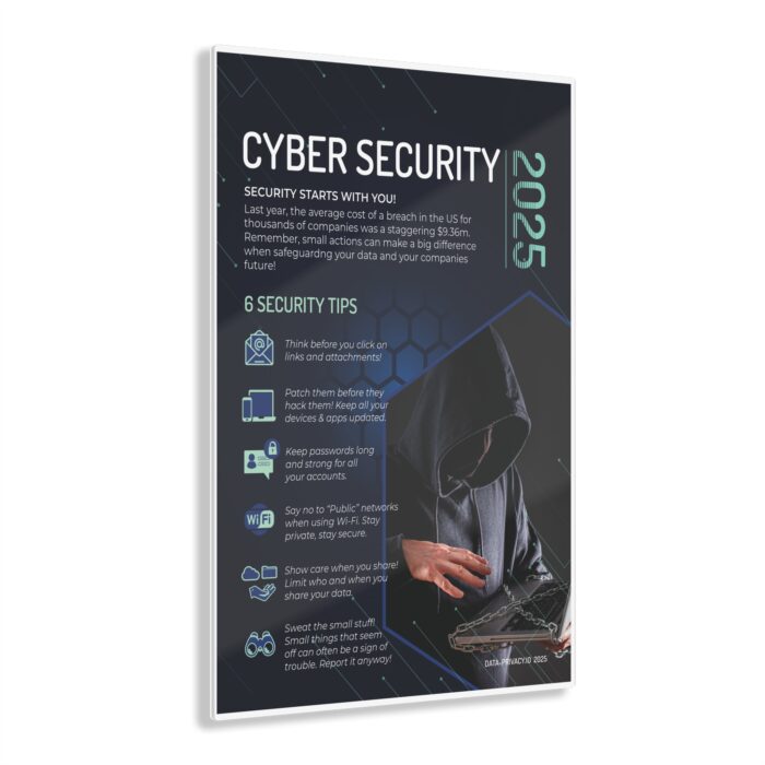 Cyber Security Awareness Tips Poster 2025 - Acrylic Print - Image 2