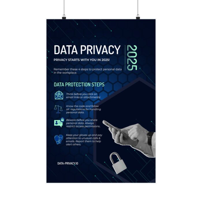 Data Privacy Awareness 2025 Tips Satin Poster - 300gsm - Image 2