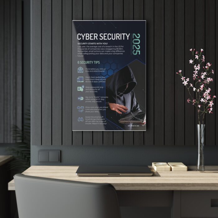 Cyber Security Awareness Tips Poster 2025 - Acrylic Print - Image 3